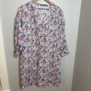 J. Mclaughlin Nylee 3/4 Sleeve Linen Dress Pockets Women's‎ Large $228 NEW